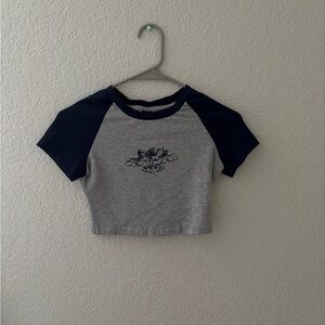 SHEIN Gray and Navy Kids Graphic Tee